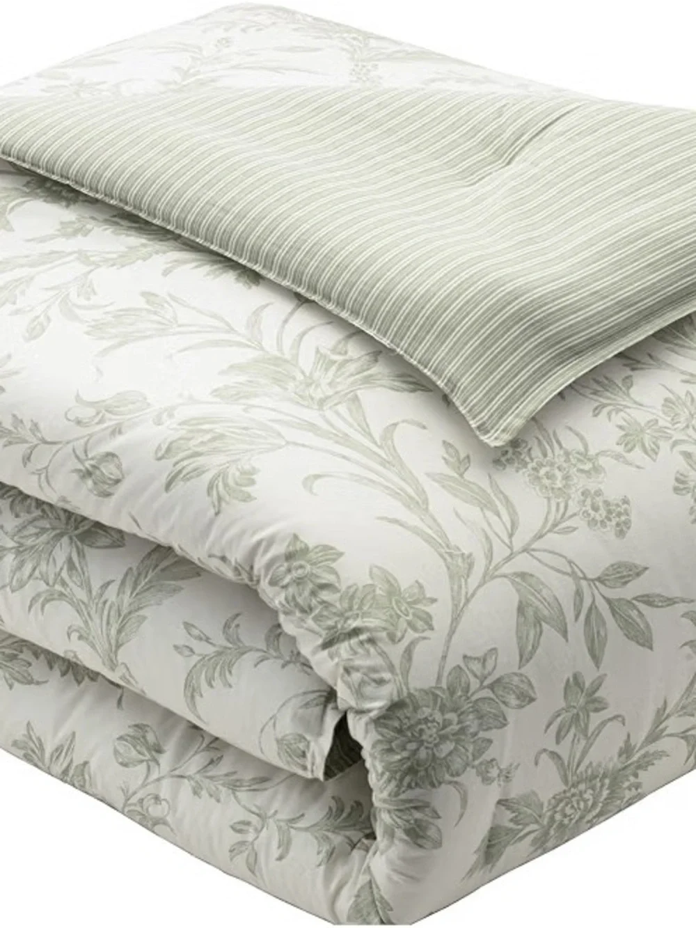 Laura Ashley Natalie Sage King Duvet Cover Set Reversible Cotton NWT
